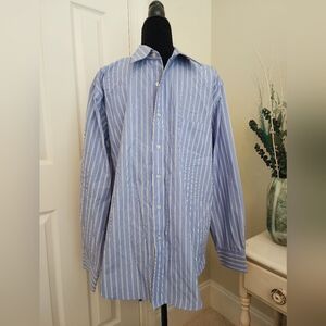 Men's Lands' End Button Up Dress Shirt Size 17 (34-35) Equivalent to XL